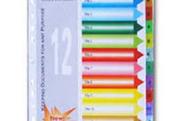 Bìa phân trang giấy 12 số màu nhựa